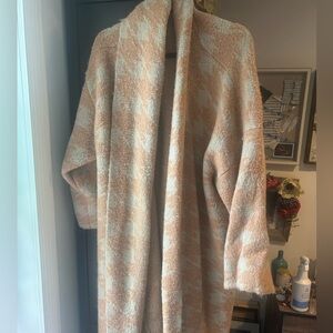 Long Cozy Tan and Cream Cardigan